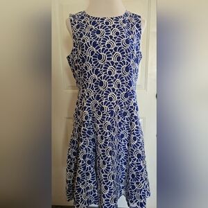 Tommy Hilfiger Blue White Floral Embroider Lace Sleeveless Dress